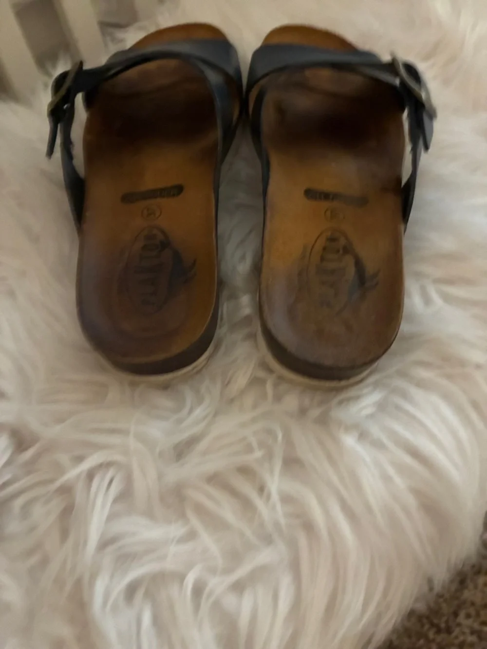 Plakton Baker Navy Gel Touch Slide Sandals Cross-Strap Sandals with Buckle Sz 37